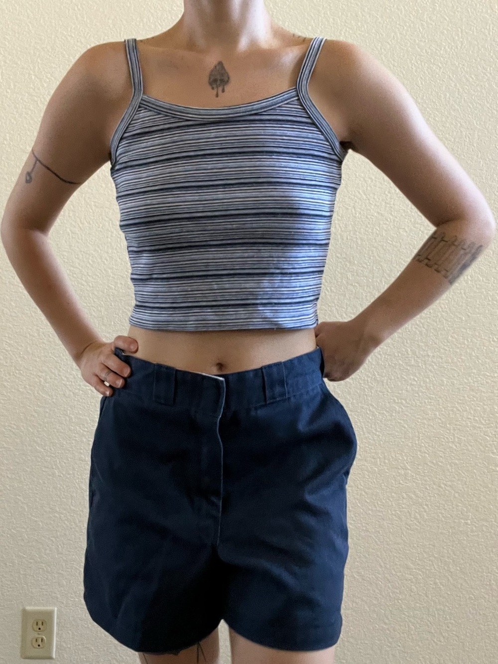 Vintage y2k 90s striped cropped spaghetti tank top